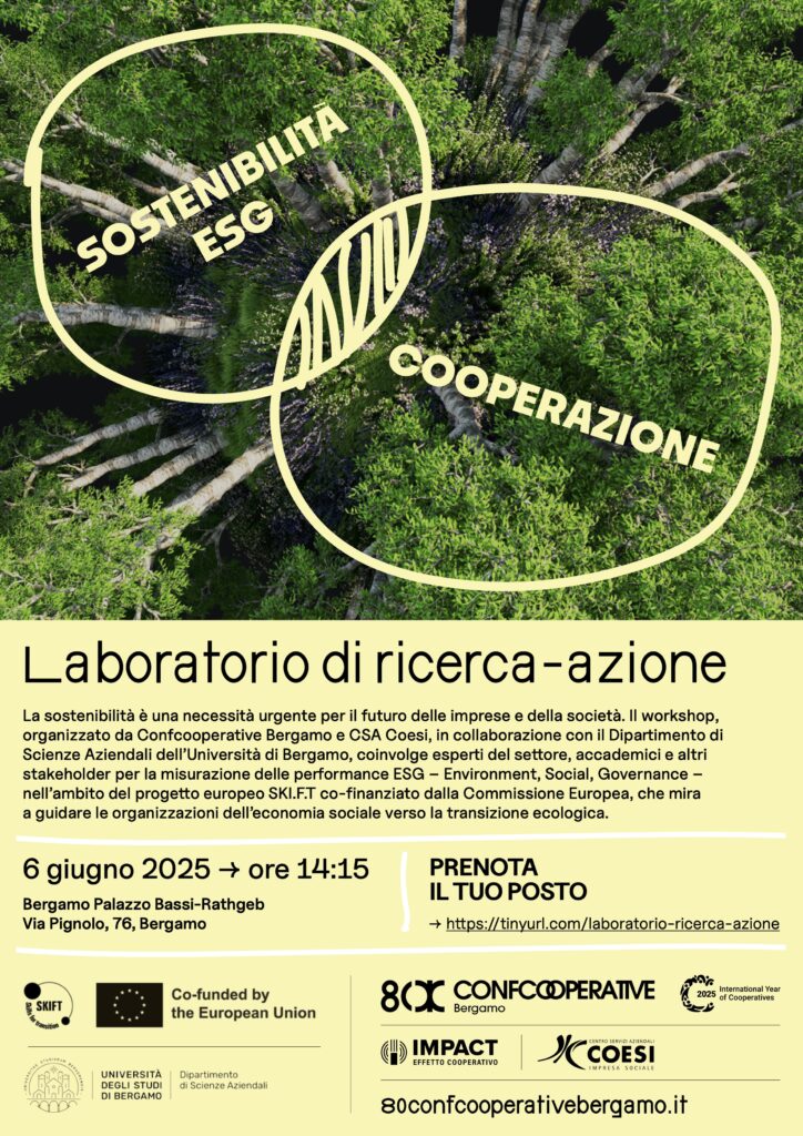 Locandina evento Laboratorio ricerca-azion esg confcooperative bergamo locandina